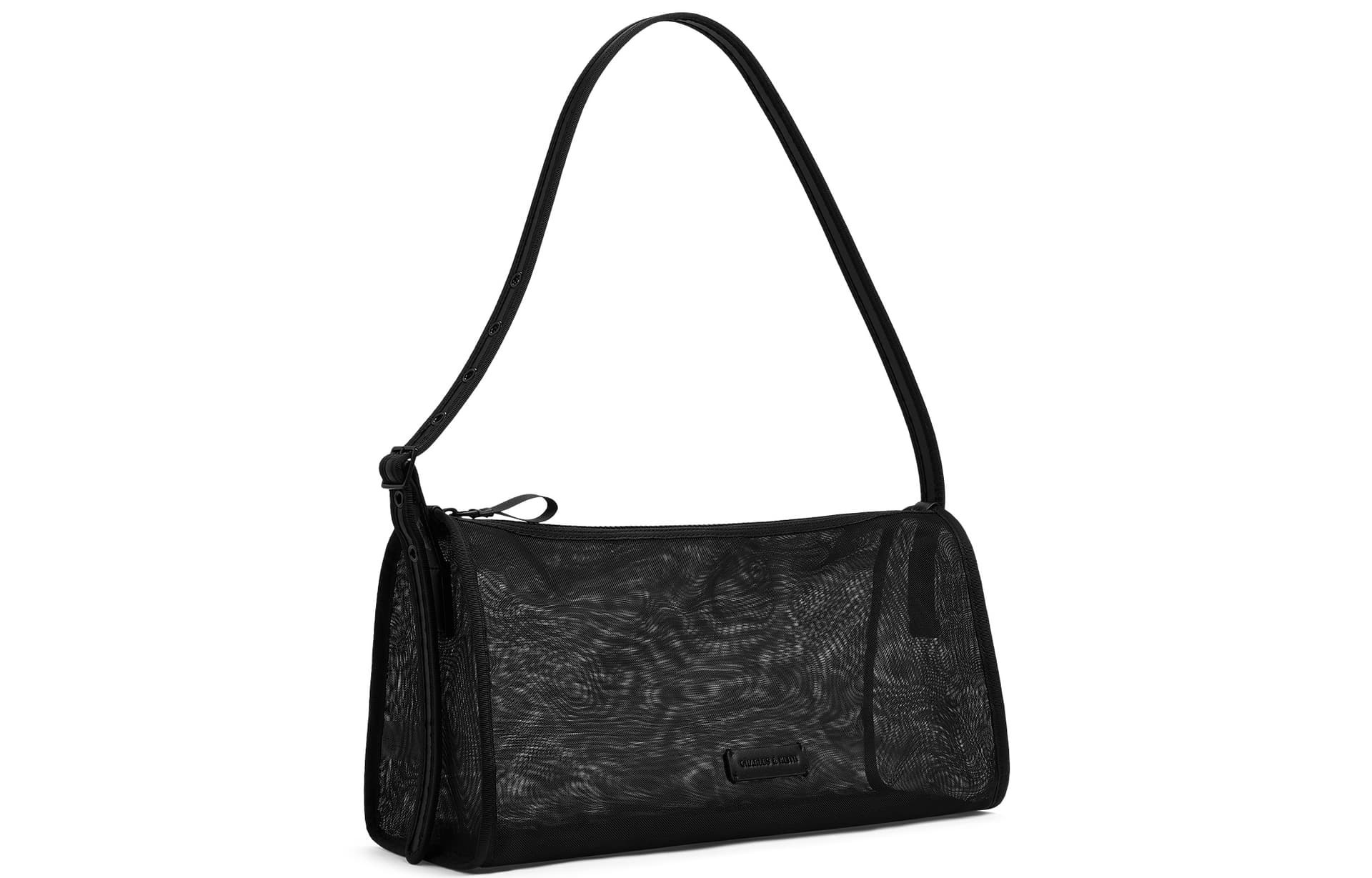 Мини-сумка CHARLES&KEITH Сумка через плечо из сетчатой ткани, большая, женская, цвет: матовый белый/черный - изображение 5