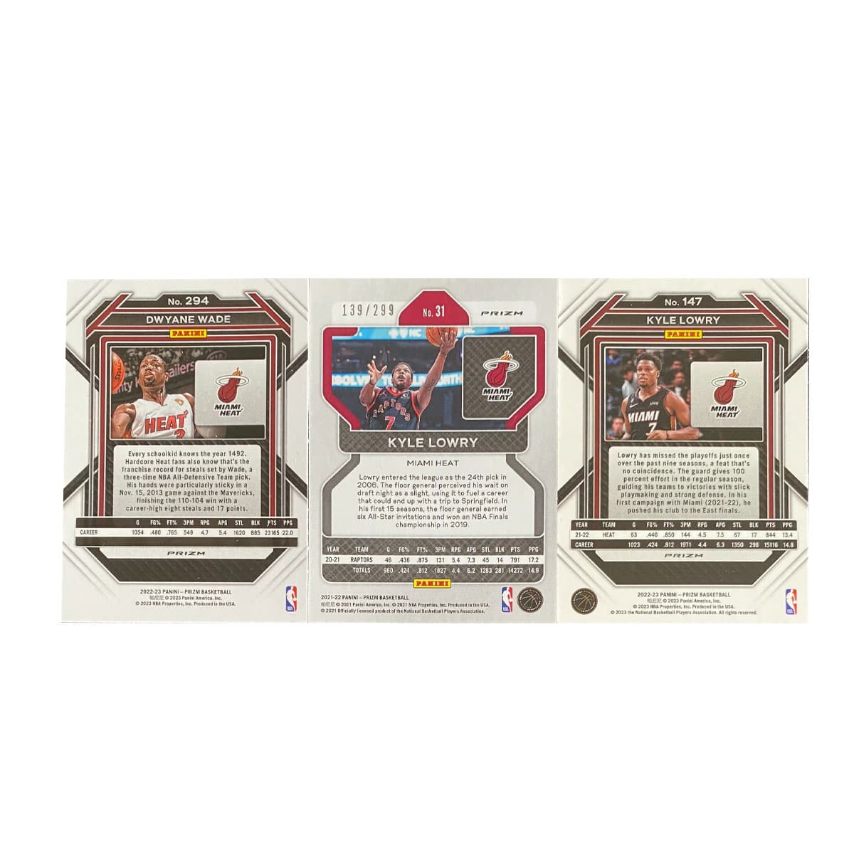 Коллекционные карточки PANINI 2022 23 PANINI Майами Хит PRIZM Уэйд Красный Продажа Lowry 299 Edition Спортивные Карты 3 шт - изображение 2