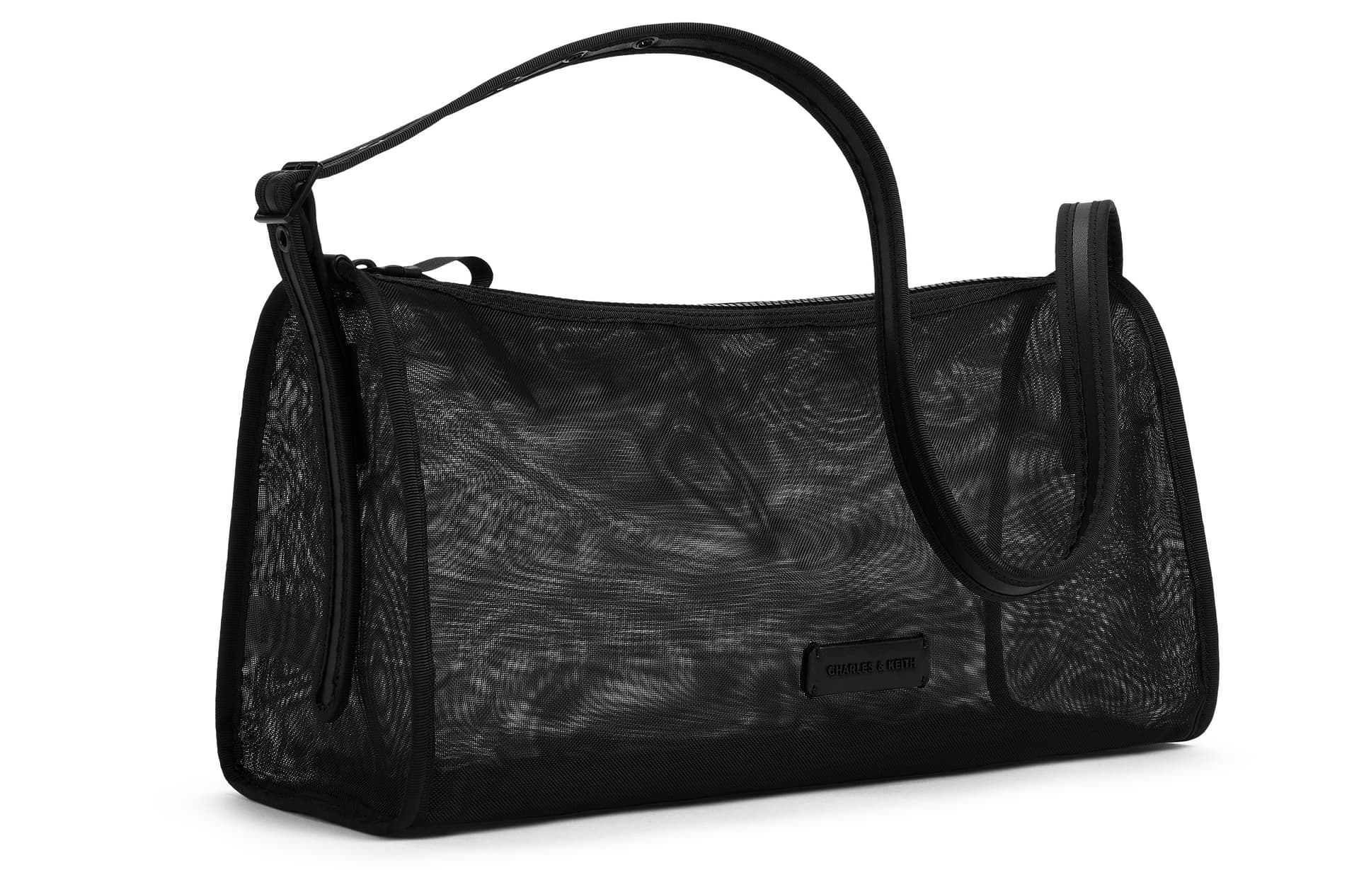 Мини-сумка CHARLES&KEITH Сумка через плечо из сетчатой ткани, большая, женская, цвет: матовый белый/черный - изображение 6