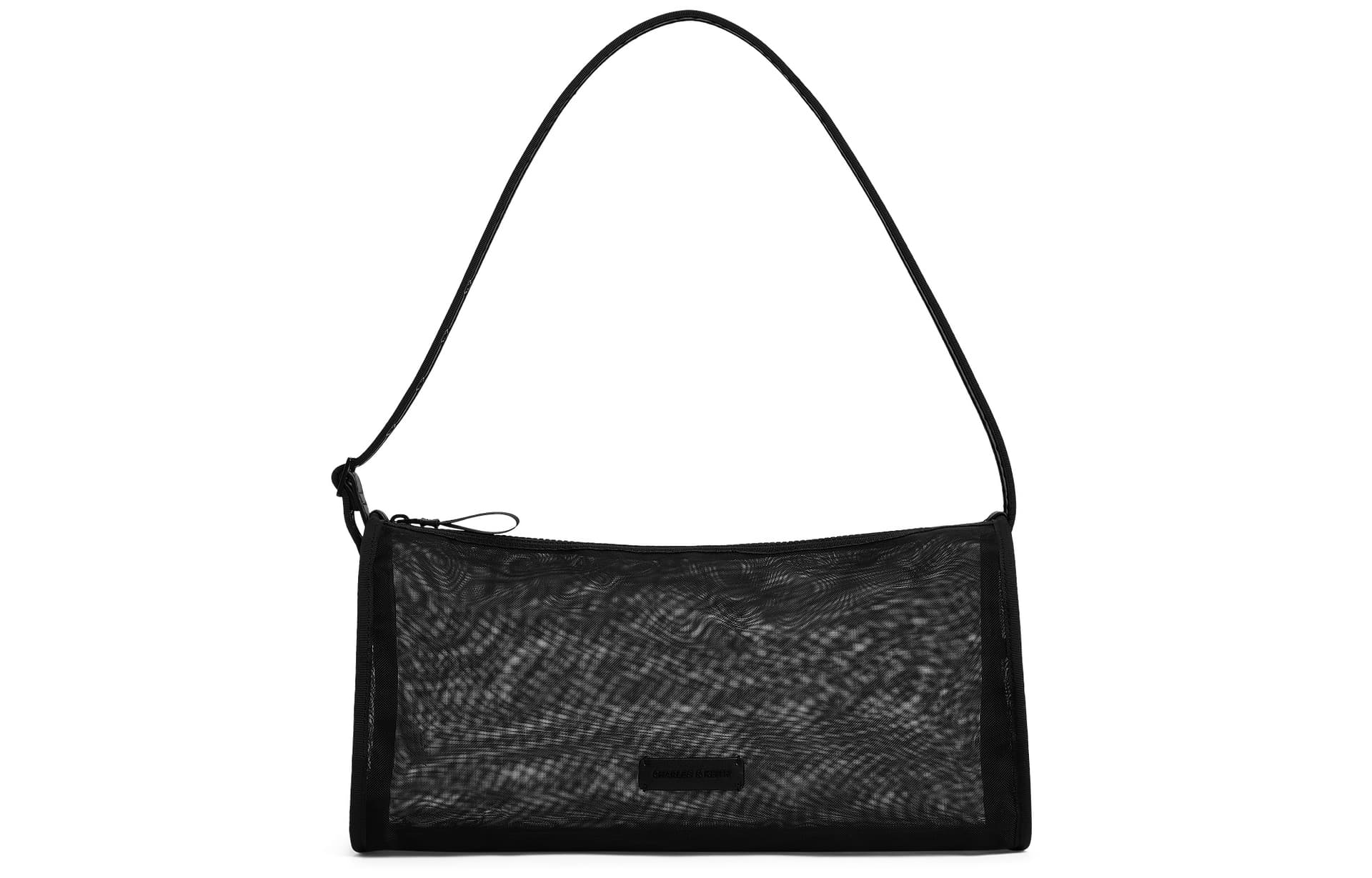 Мини-сумка CHARLES&KEITH Сумка через плечо из сетчатой ткани, большая, женская, цвет: матовый белый/черный - изображение 4