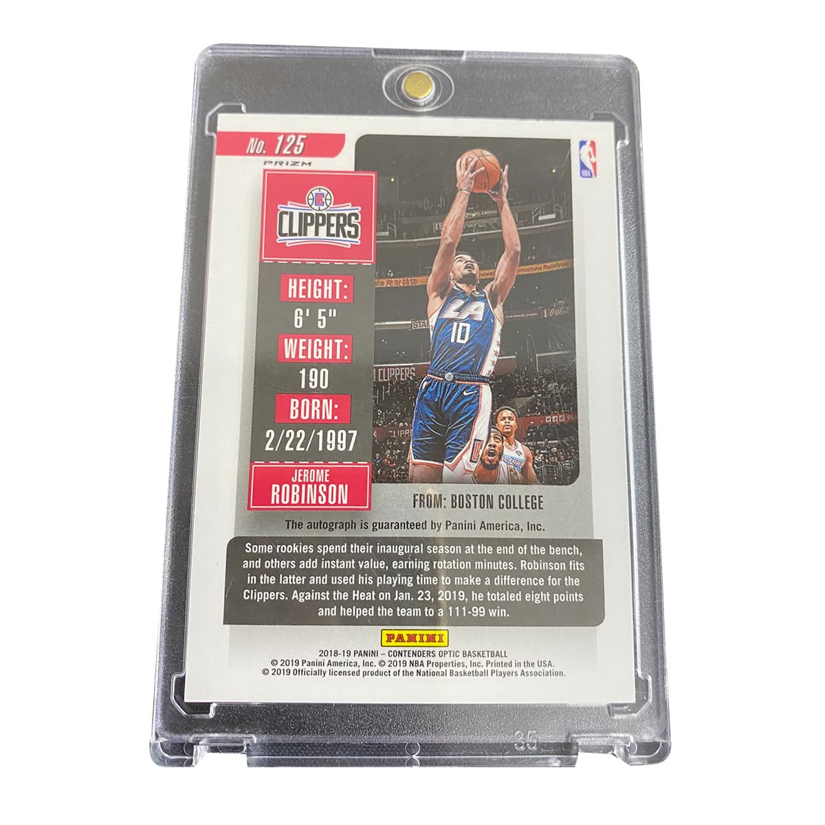Коллекционные карточки PANINI 2018 19 Rc RODMAN ROBINSON Шар Game Ticket Серебряная автограф-карта Щипчики Новые звезды Спортивные карты 1 шт - изображение 2