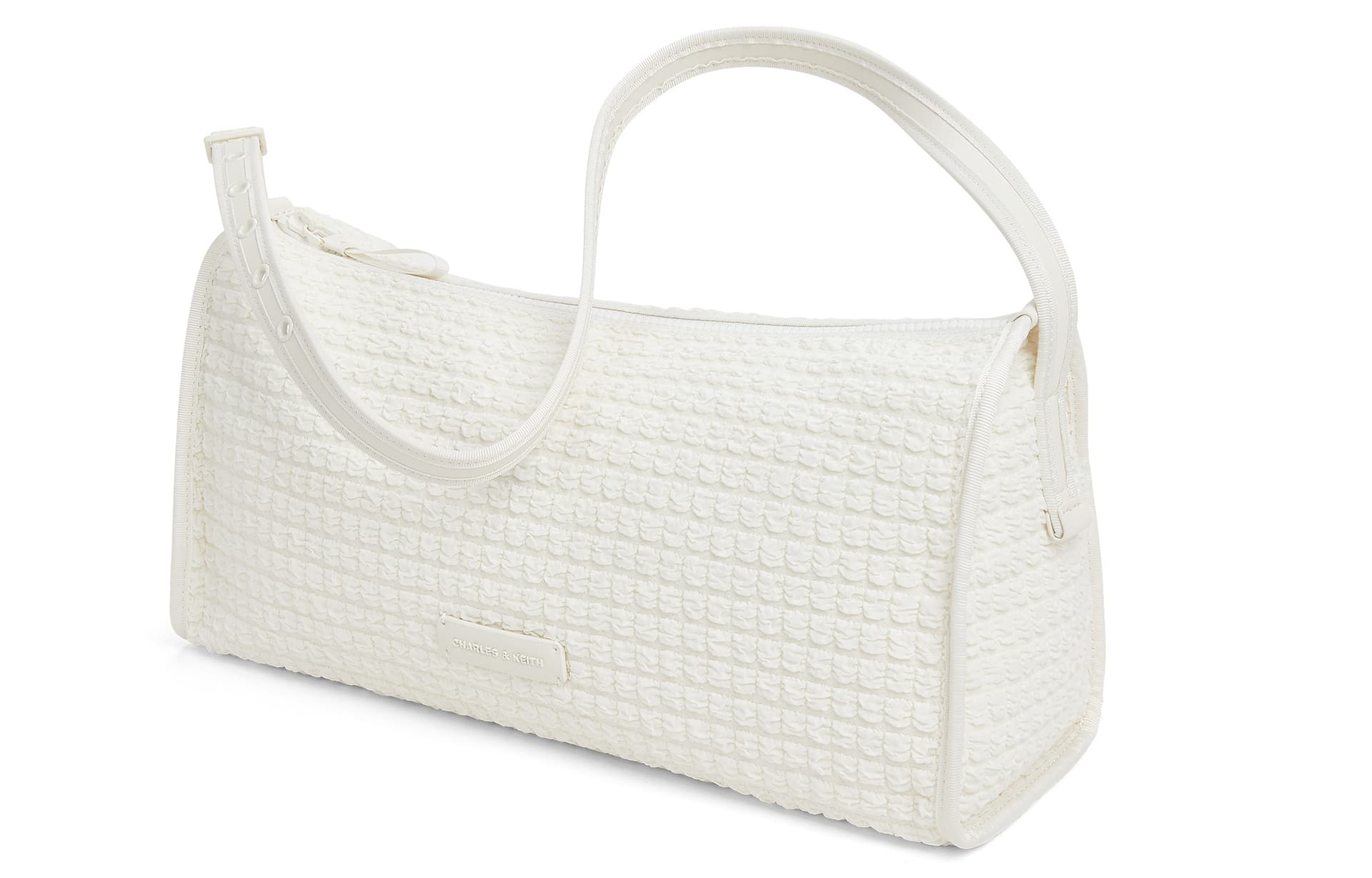 Мини-сумка CHARLES&KEITH Сумка через плечо из сетчатой ткани, большая, женская, цвет: матовый белый/черный - изображение 3