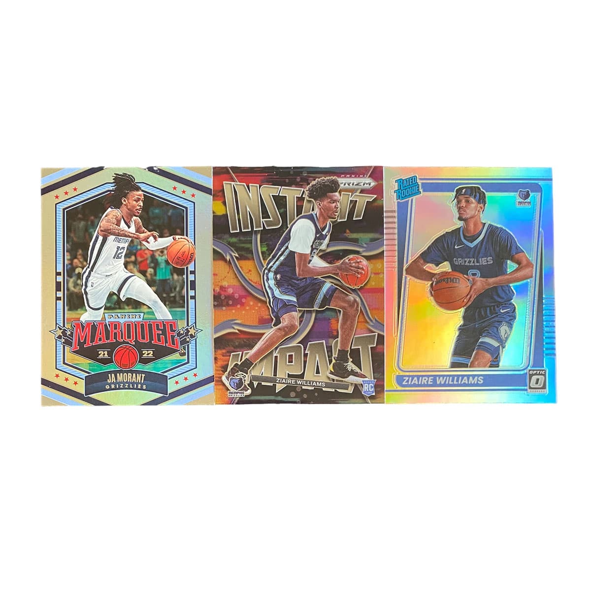 Коллекционные карточки PANINI 2021 22 Гризли Джей Морант Серебряный Джарен Джексон Зион Уильямсон Лука Дончич Спортивные карты 3 шт - изображение 1