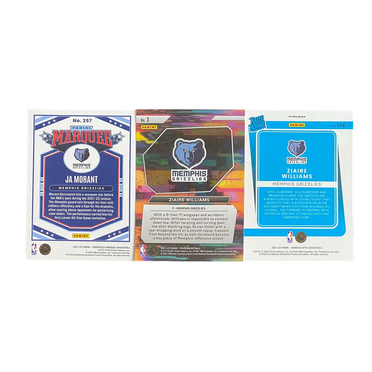 Коллекционные карточки PANINI 2021 22 Гризли Джей Морант Серебряный Джарен Джексон Зион Уильямсон Лука Дончич Спортивные карты 3 шт - изображение 2