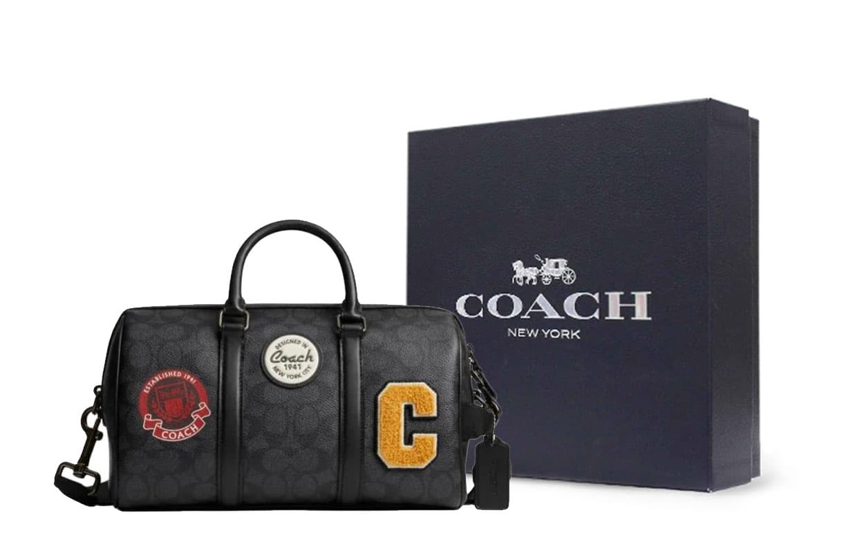 Сумка COACH Venturer Искусственная кожа Бостон Сумка Сумка через плечо Сумка для мужчин Большой Серый Черный - изображение 7