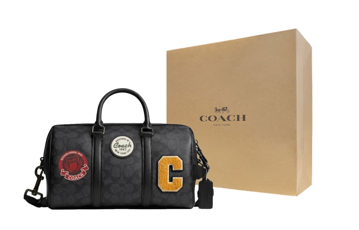 Сумка COACH Venturer Искусственная кожа Бостон Сумка Сумка через плечо Сумка для мужчин Большой Серый Черный - изображение 6