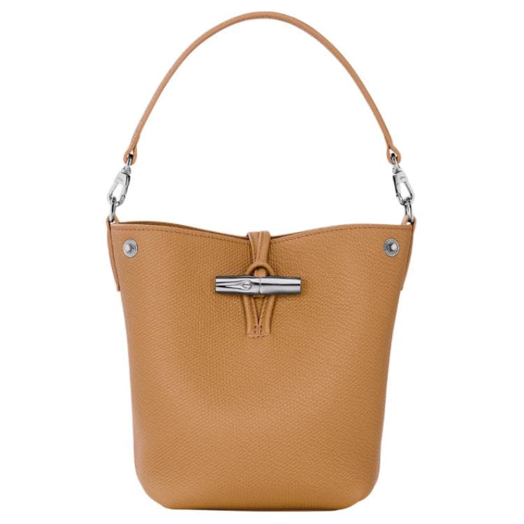 Сумка LONGCHAMP Le Roseau Коровья кожа Ведрообразная сумка Сумка через плечо среднего размера Женская Цвет ореховый - изображение 1