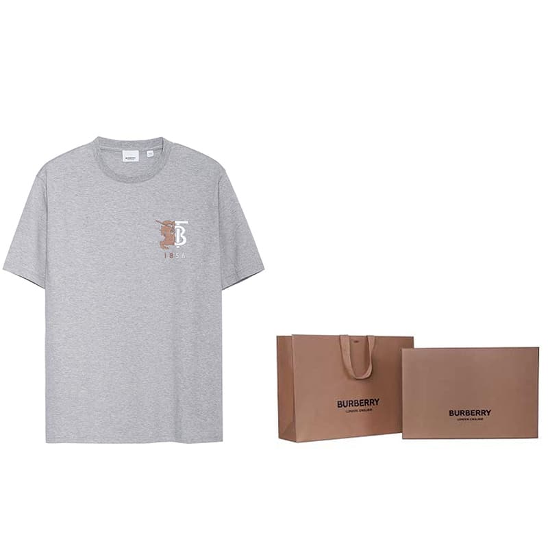 Футболка Burberry Equestrian Knight Logo Cotton T-Shirt Grey - изображение 5