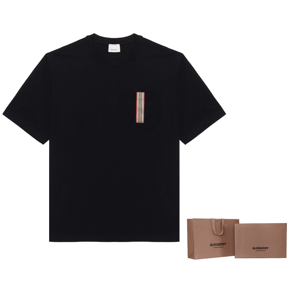Футболка Burberry SS24 Striped Applique Crewneck T-Shirt Black - изображение 7