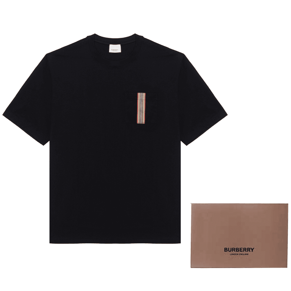 Футболка Burberry SS24 Striped Applique Crewneck T-Shirt Black - изображение 6