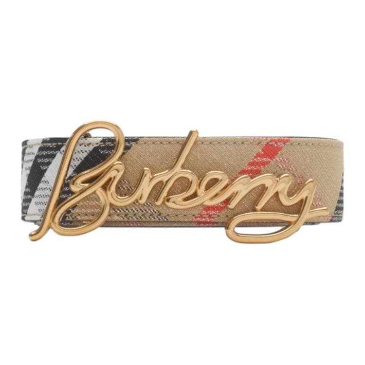 Ремень Burberry Двусторонний Ремень Signature В Клетку Застежка На Кнопку Вручную Прокрашенные Края - изображение 1
