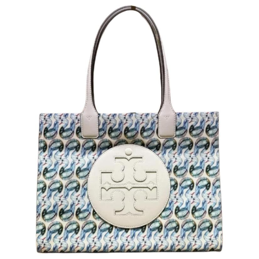 Мини-сумка TORY BURCH Ella Ткань Сумка-тоут Сумка для покупок Сумка через плечо Маленькая Женская Лебедино-белая - изображение 1