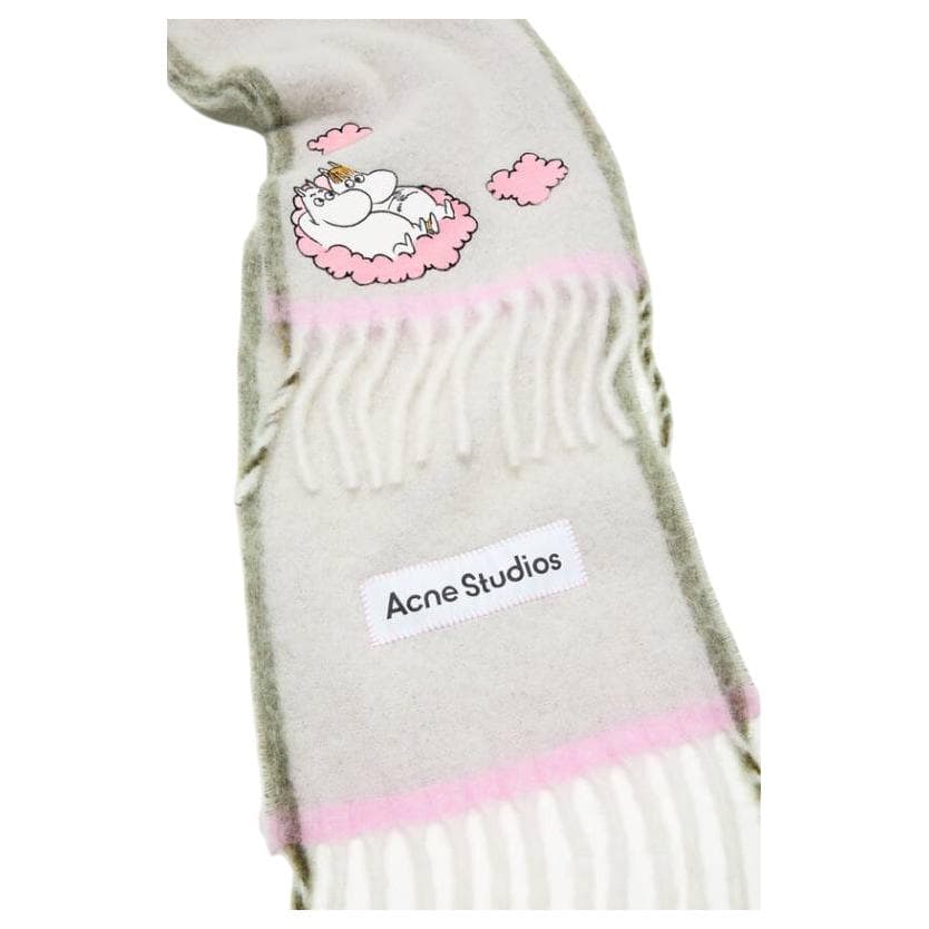 Шарф Acne Studios Вязаные шарфы из альпаки шерсти нейлона и мохера женские светло-серые - изображение 2