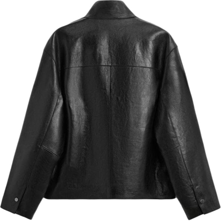 Кожаная куртки ZARA Кожаная куртка мужская черного цвета - изображение 2