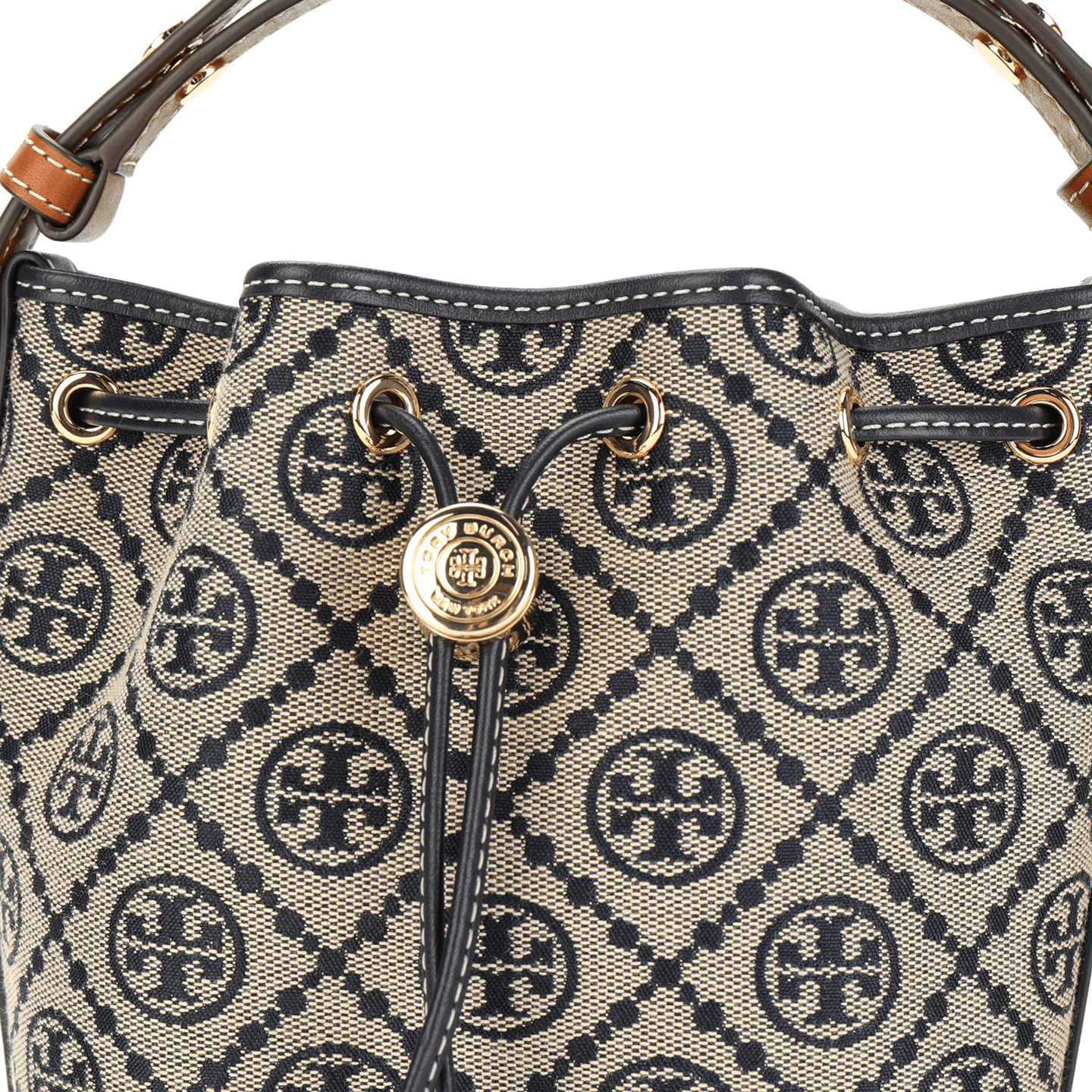 Сумка Tory Burch Tory Burch T Monogram Хлопковая ведрообразная сумка сумка через плечо мини-сумка для женщин морской синий - изображение 5