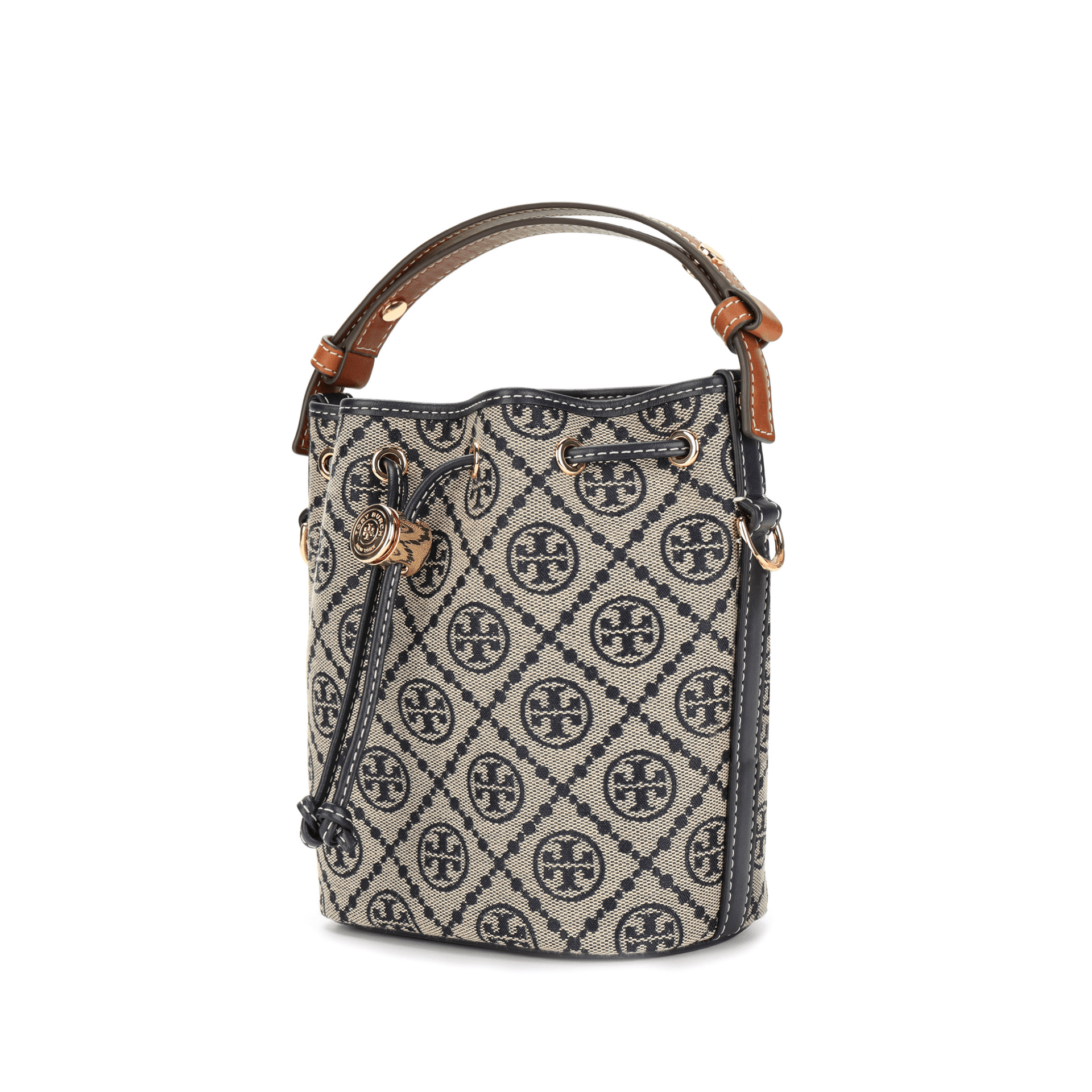 Сумка Tory Burch Tory Burch T Monogram Хлопковая ведрообразная сумка сумка через плечо мини-сумка для женщин морской синий - изображение 2