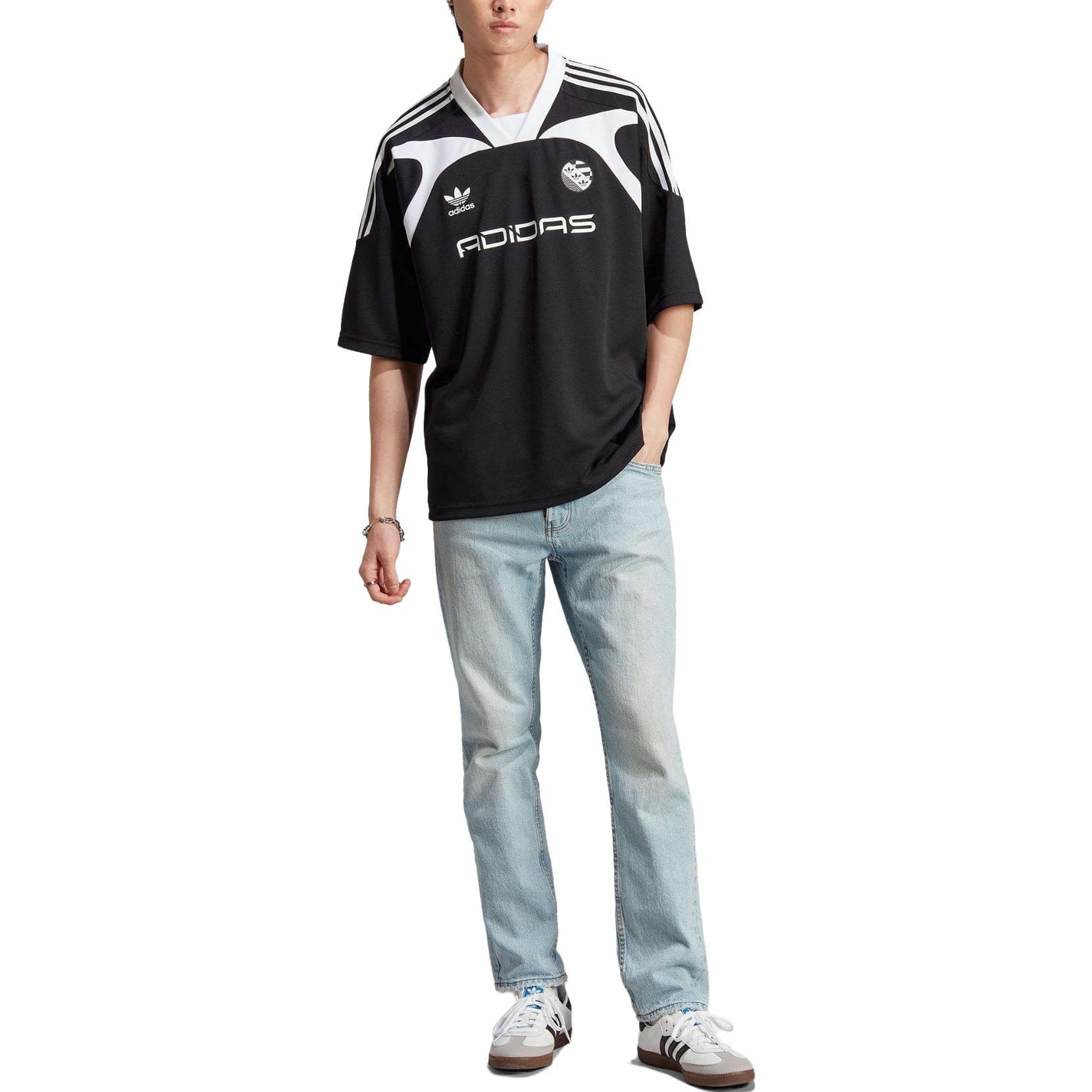 adidas Originals V-Neck Soccer Jersey Black - изображение 4