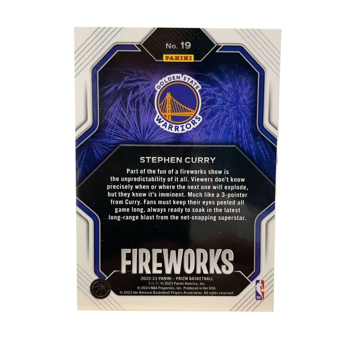Коллекционные карточки PANINI 2022-23 Golden State Warriors Stephen Curry Фейерверк Специальное издание Спортивные карты 1 шт - изображение 2