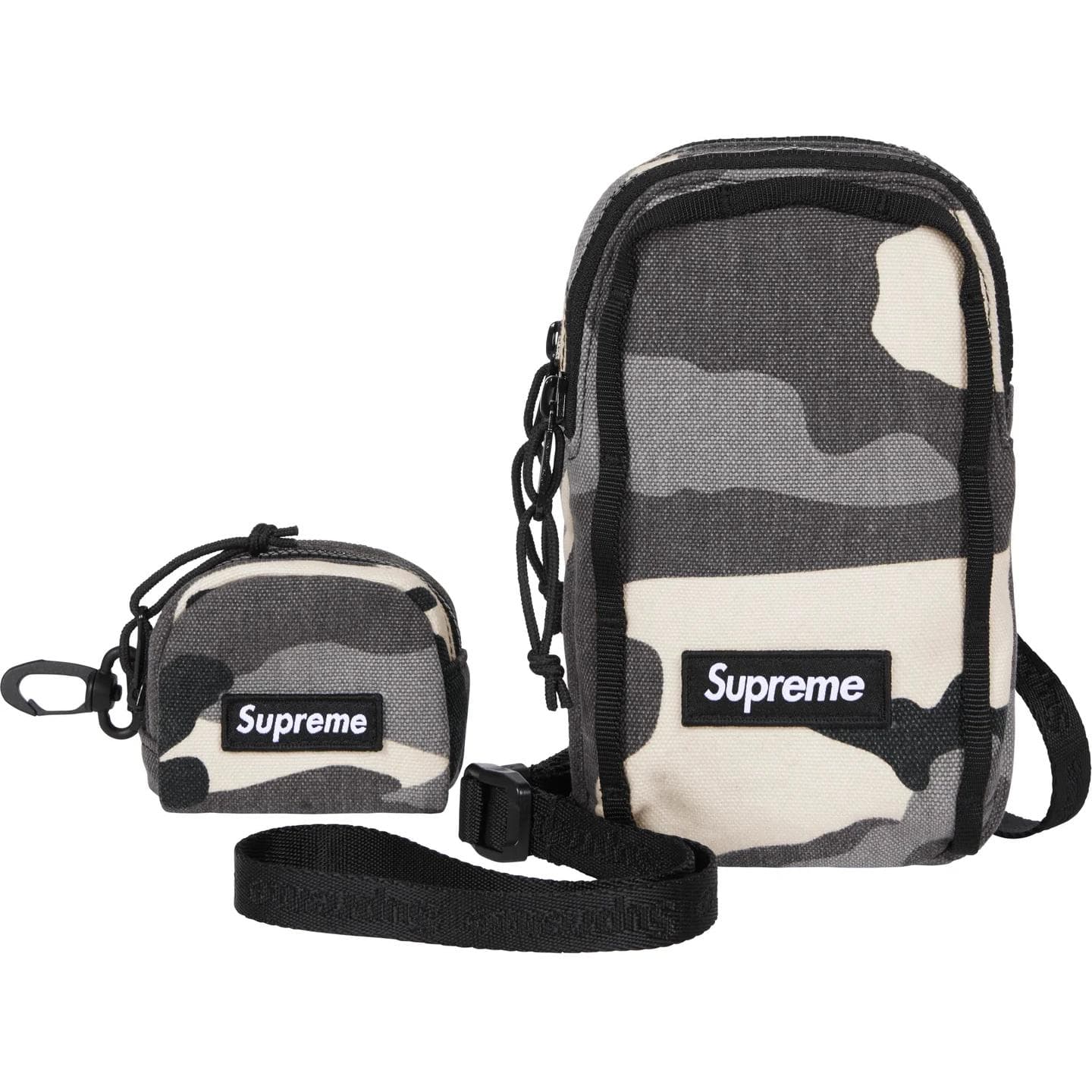 Supreme Холст Камера Сумка Кошелек Комбо Набор Мини Унисекс Камуфляж Серый - изображение 1