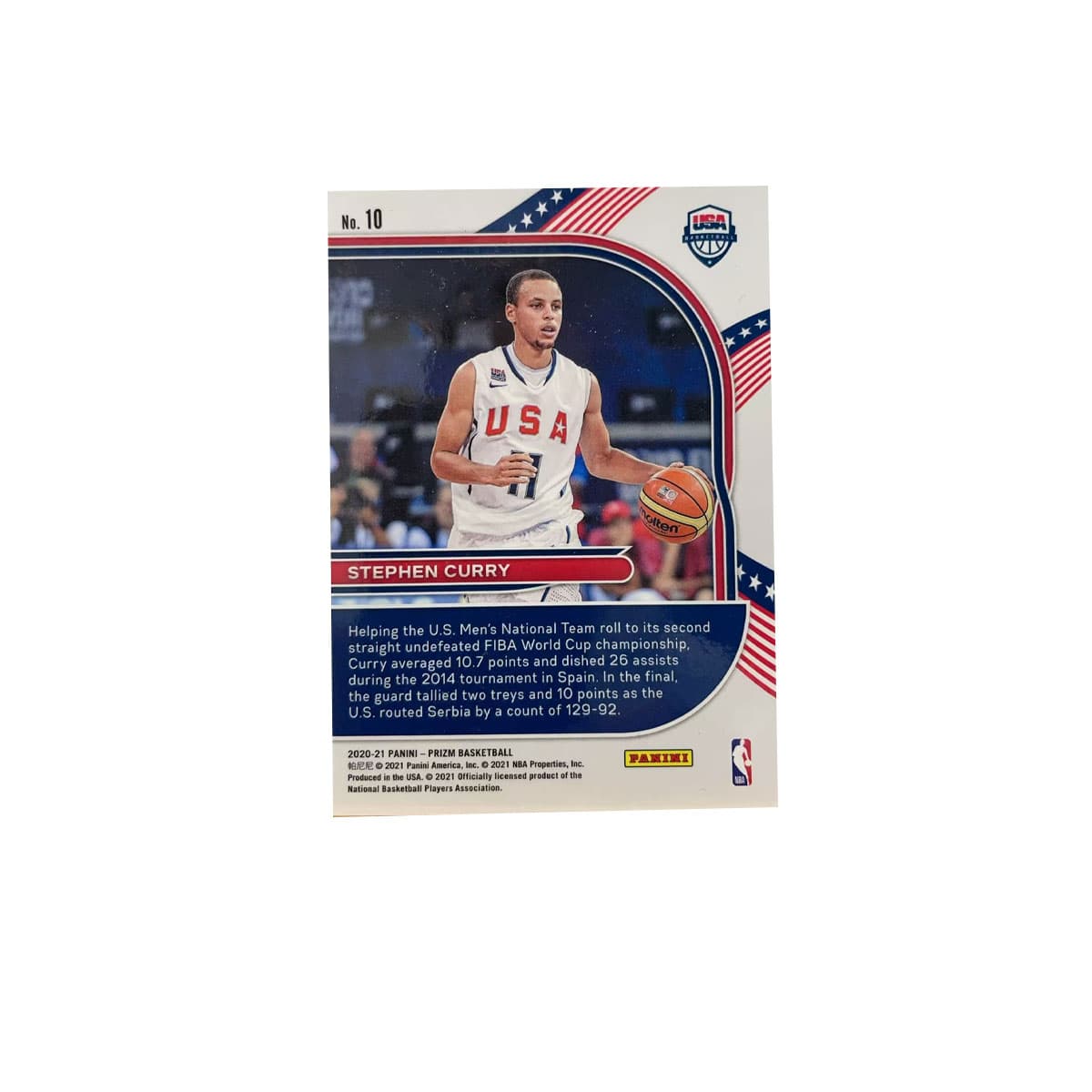 Коллекционные карточки PANINI 2020 21 Стивен Карри Национальная команда США РАРНАЯ Спортивная карта 1 шт - изображение 2
