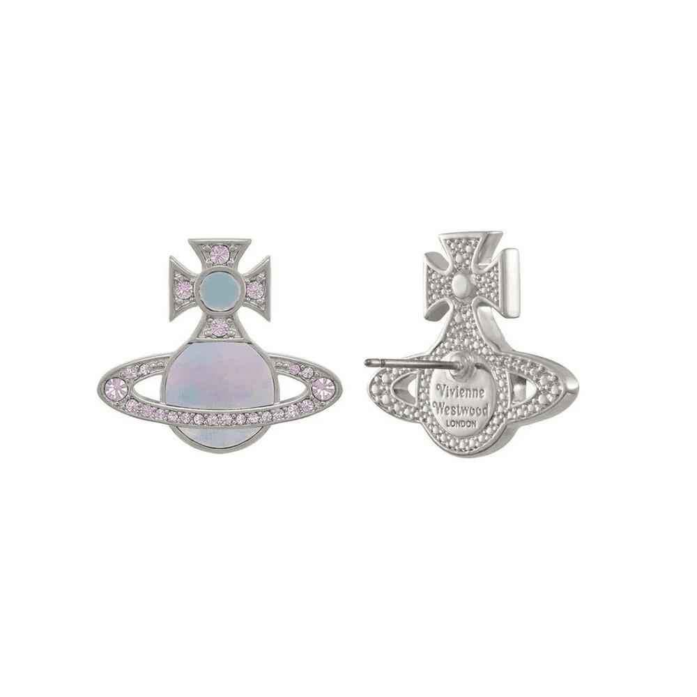 Серьги Серьги Vivienne Westwood Женские Розовые Фиолетовые Ромб Серебряные - изображение 2