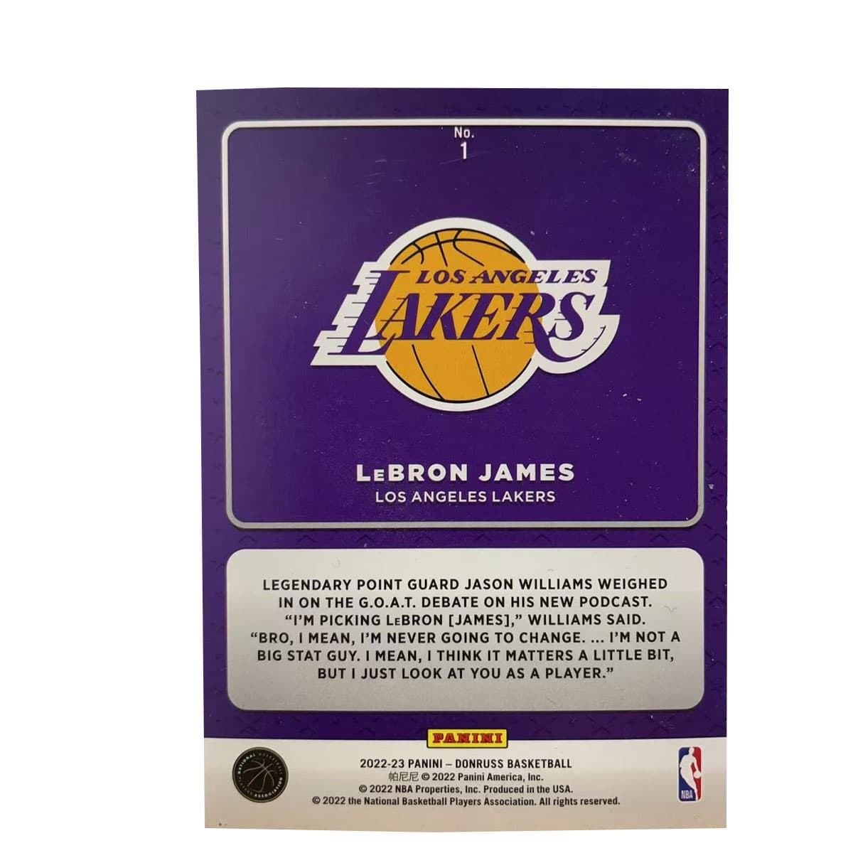 Коллекционные карточки PANINI 2022 23 Баскетбол Лейкерс - изображение 2