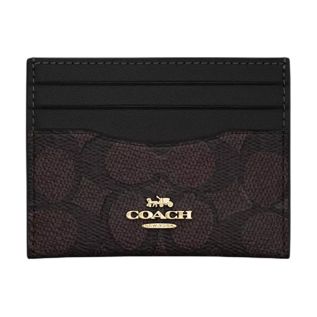 Картхолдер Coach Покрытый холст Визитницы Женские Черный