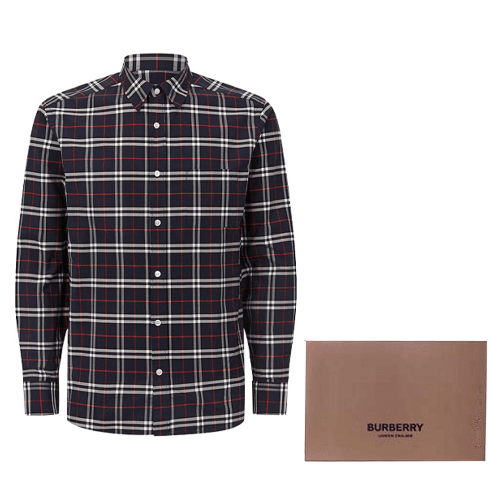 Рубашка Burberry Classic Check Navy Shirt - изображение 3