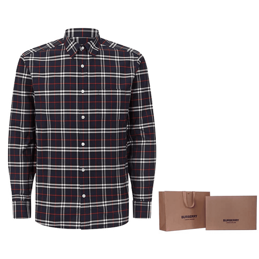 Рубашка Burberry Classic Check Navy Shirt - изображение 4