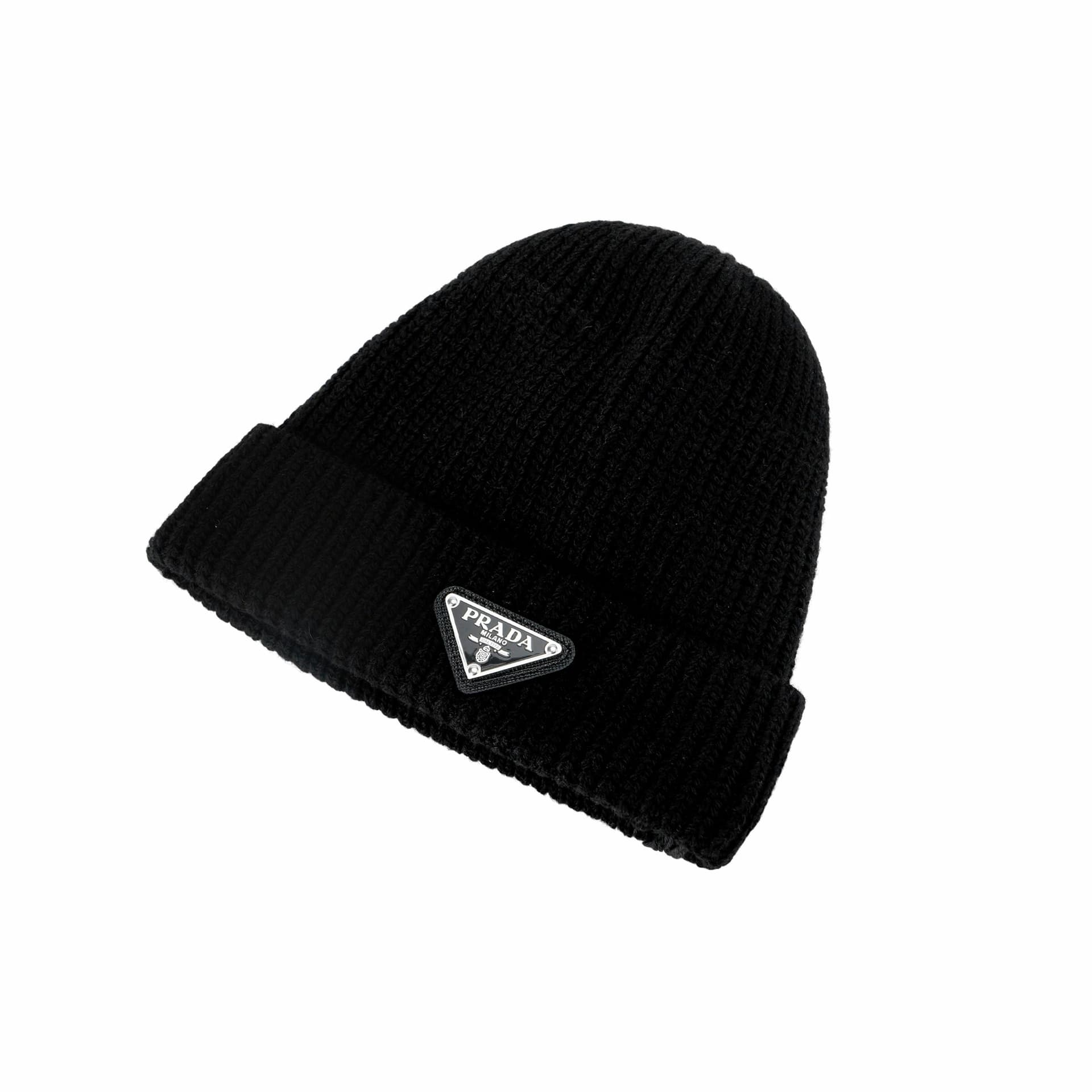 Шапка Prada Logo Cashmere Beanie Black - изображение 2