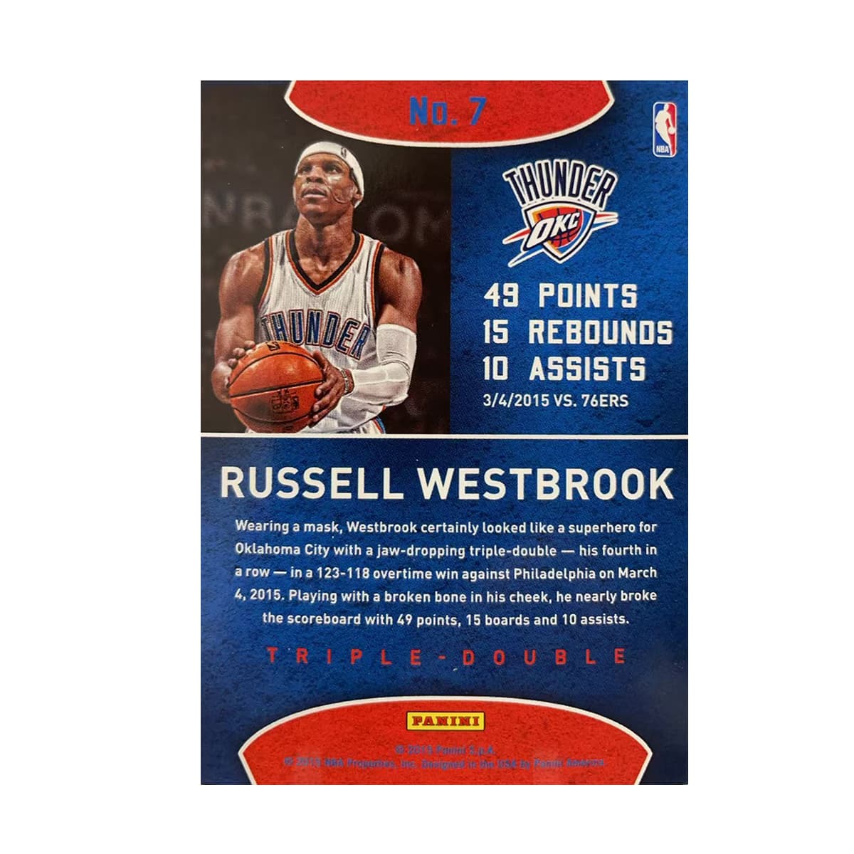Коллекционные карточки PANINI 2015 LEITING Расселл Уэстбрук Чжун Я Ту Тека Коллекция Essential Спортивные Карты 1 Упаковка - изображение 2