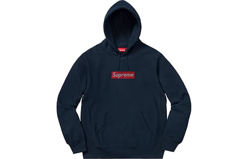 Худи Supreme x Swarovski SS19 Navy Hoodie - изображение 1
