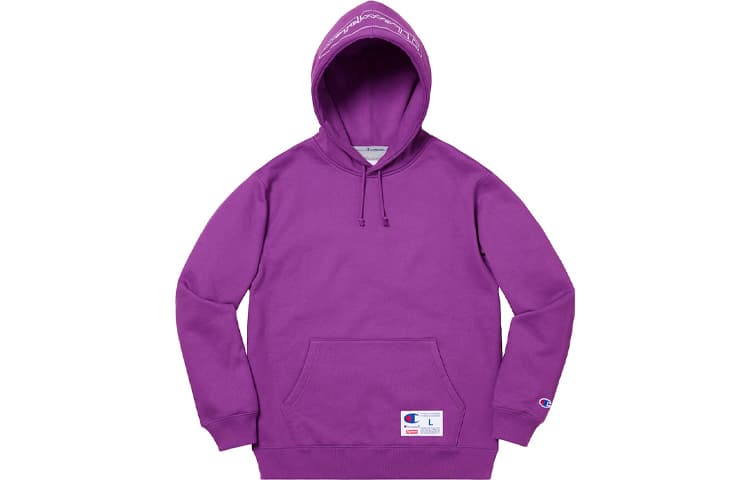 Кофта Supreme x Champion SS19 Outline Hooded Sweatshirt Purple - изображение 1
