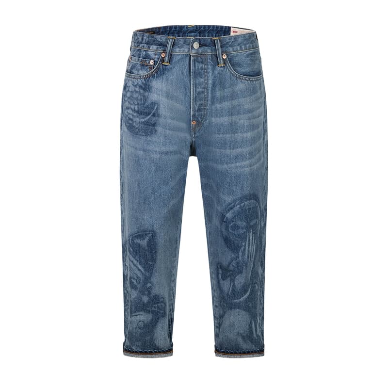 Штаны EVISU Джинсовый Синий Мужские Джинсы - изображение 2