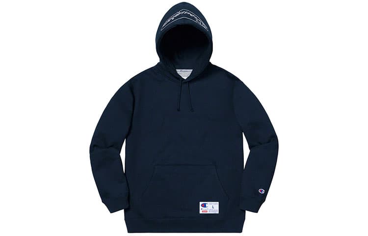 Кофта Supreme x Champion SS19 Outline Hooded Sweatshirt Navy - изображение 1