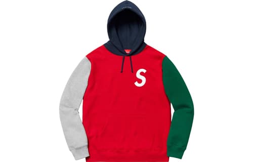 Кофта Supreme SS19 S Logo Colorblocked Hooded Sweatshirt Red - изображение 1
