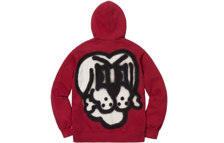 Кофта Supreme FW18 Bone Zip Up Sweatshirt Cardinal - изображение 1