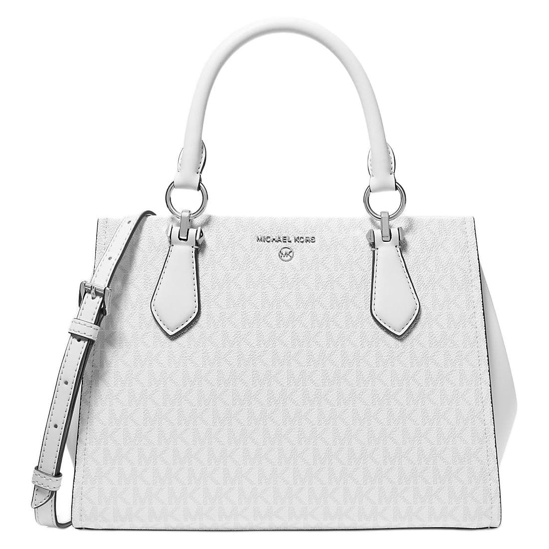 Сумка MICHAEL KORS MARILYN Покрытая холстовая сумка через плечо сумка среднего размера белая для женщин - изображение 1