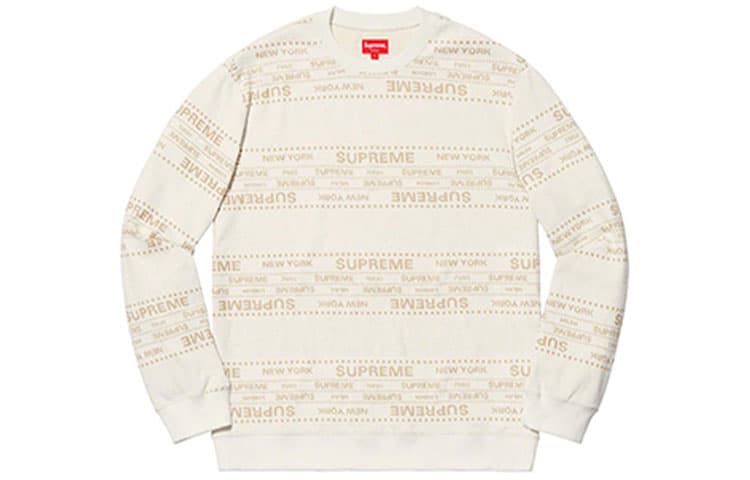 Худи Supreme SS19 Metallic Jacquard Crewneck White logo - изображение 1