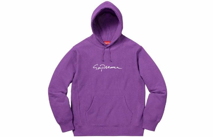 Кофта Supreme FW18 Classic Script Hooded Sweatshirt Violet Logo - изображение 1