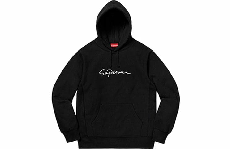 Кофта Supreme FW18 Classic Script Hooded Sweatshirt Black - изображение 1