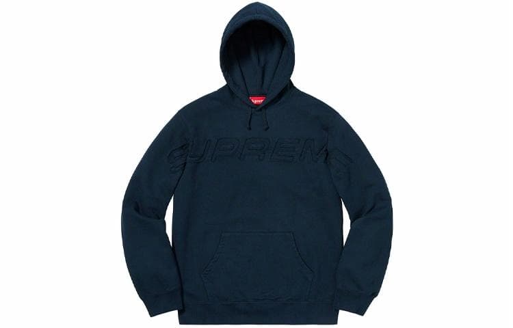 Кофта Supreme SS19 Set In Logo Hooded Sweatshirt Navy - изображение 1