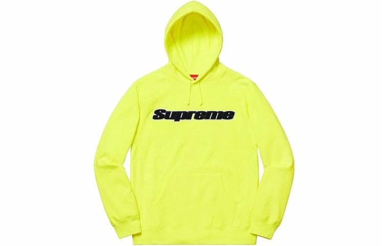 Кофта Supreme SS19 Chenille Hooded Sweatshirt Neon Yellow - изображение 1