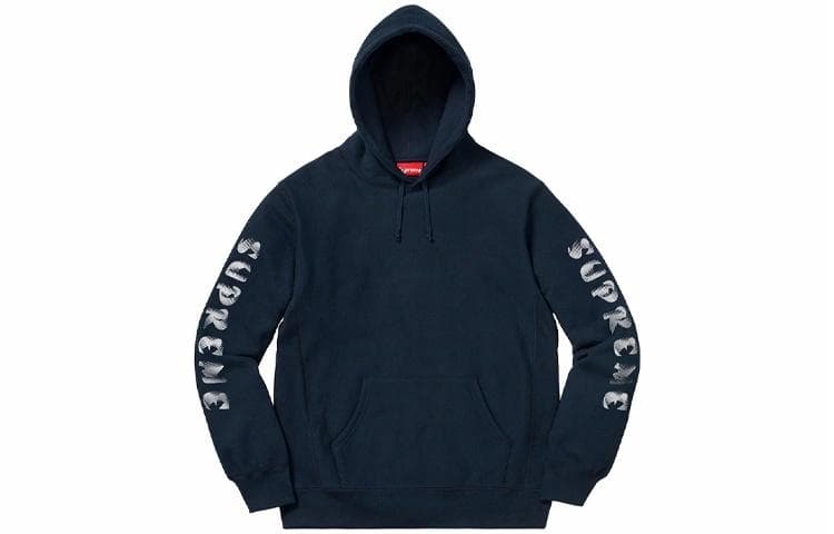Кофта Supreme FW18 Gradient Sleeve Hooded Sweatshirt Navy LOGO - изображение 1