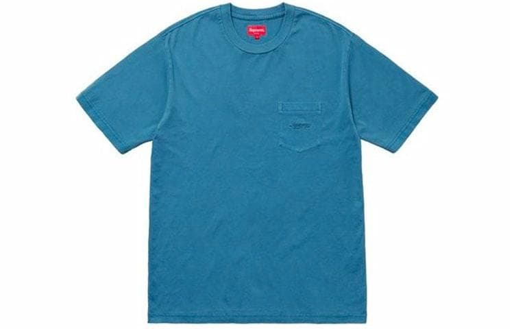 Футболка Supreme SS18 Overdyed Pocket Tee Washed Dark Blue LogoT - изображение 1