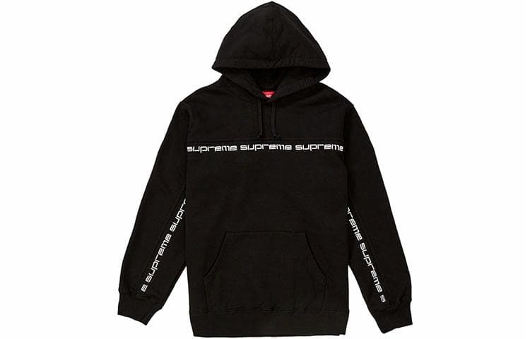 Кофта Supreme FW18 Text Stripe Hooded Sweatshirt Black - изображение 1
