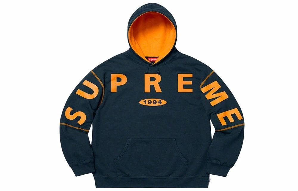 Кофта Supreme FW19 Spread Logo Hooded Sweatshirt Navy - изображение 1