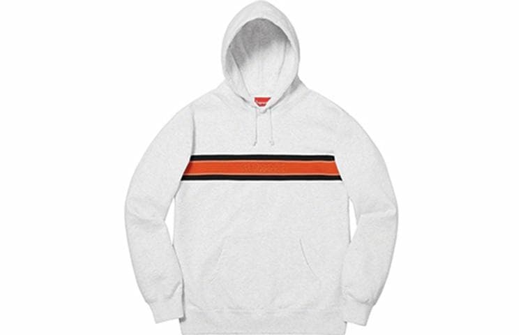 Кофта Supreme SS19 Chest Stripe Logo Hooded Sweatshirt AshGrey logo - изображение 1