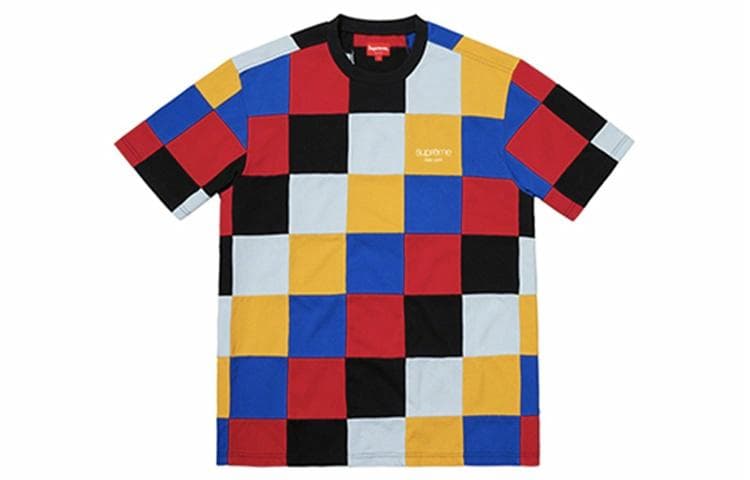 Футболка Supreme FW18 Patchwork Pique Tee RedYellowBlue T - изображение 1