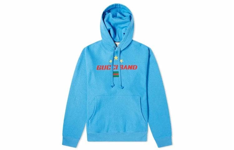 Худи GUCCI BAND STARS Popover Hoodie Blue - изображение 1